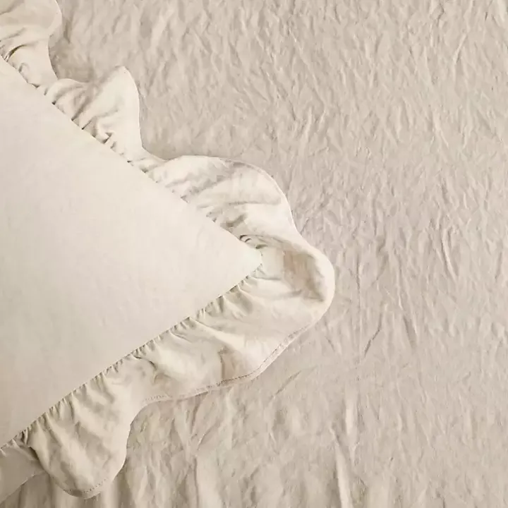 Tan Ruffle Skirt 3-pc. Queen Comforter Set
