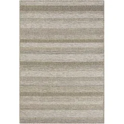 Tan Striped Indoor/Outdoor Area Rug, 7x9
