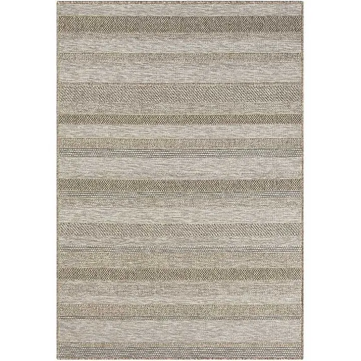 Tan Striped Indoor/Outdoor Area Rug, 7x9