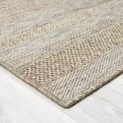 Tan Striped Indoor/Outdoor Area Rug, 7x9