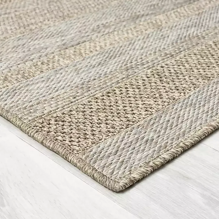 Tan Striped Indoor/Outdoor Area Rug, 7x9