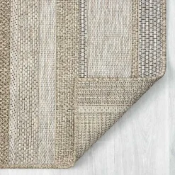 Tan Striped Indoor/Outdoor Area Rug, 7x9