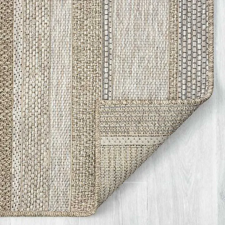 Tan Striped Indoor/Outdoor Area Rug, 7x9