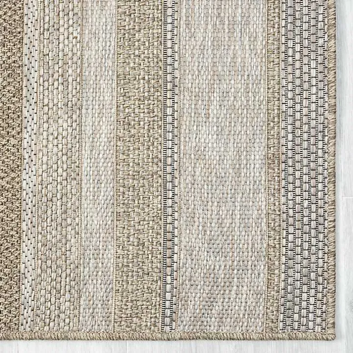 Tan Striped Indoor/Outdoor Area Rug, 7x9