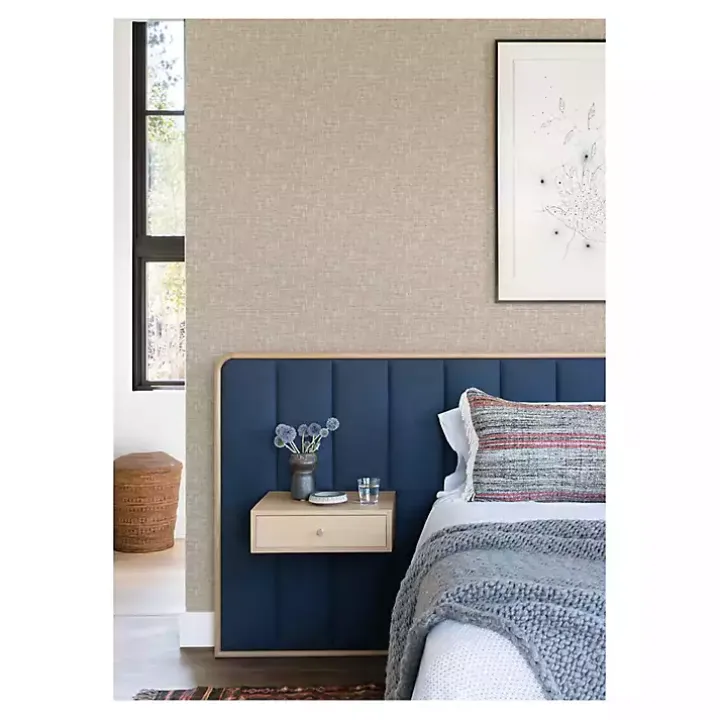 Tan Textured Poplin Peel & Stick Wallpaper