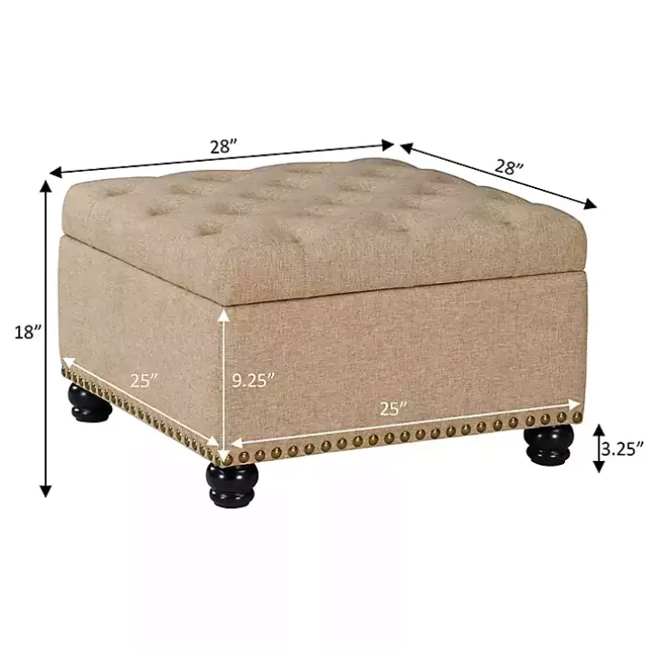 Tan Upholstered Ava Coffee Table Ottoman
