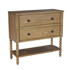 Tan Wood Turned Legs 2-Drawer Chest