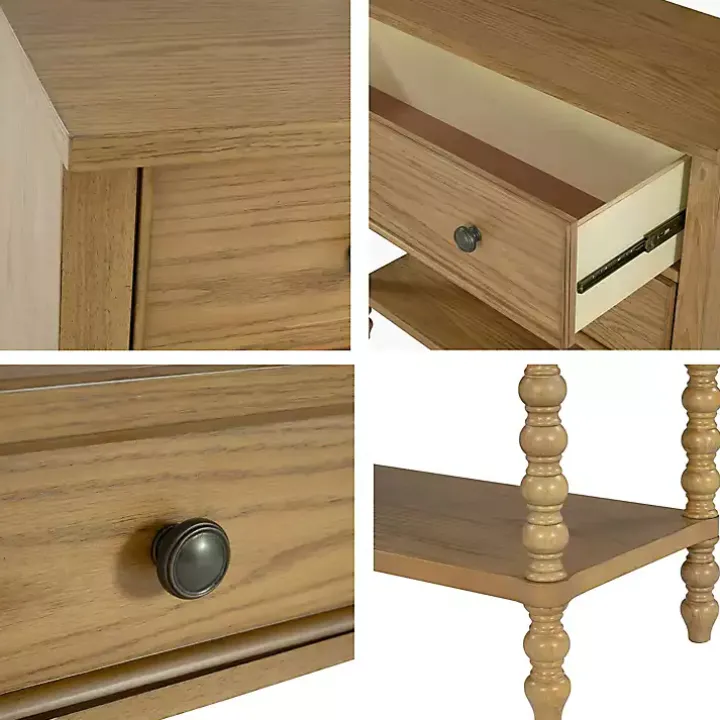 Tan Wood Turned Legs 2-Drawer Chest