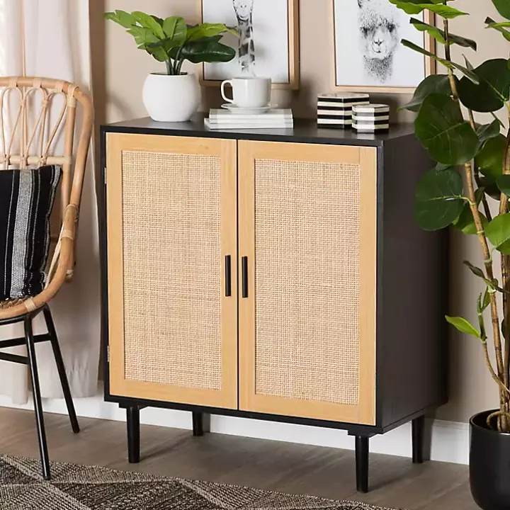 Tara Two-Tone Espresso Rattan Cabinet