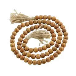 Tasseled Brown Wood Beaded Garland