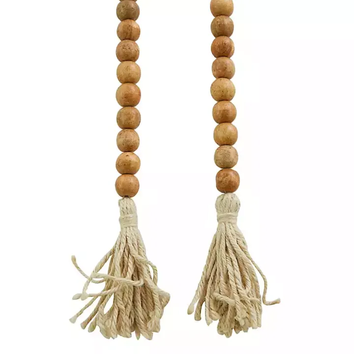 Tasseled Brown Wood Beaded Garland
