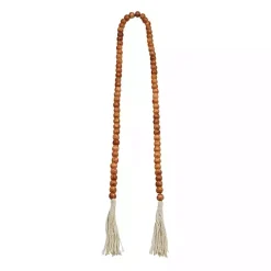 Tasseled Brown Wood Beaded Garland