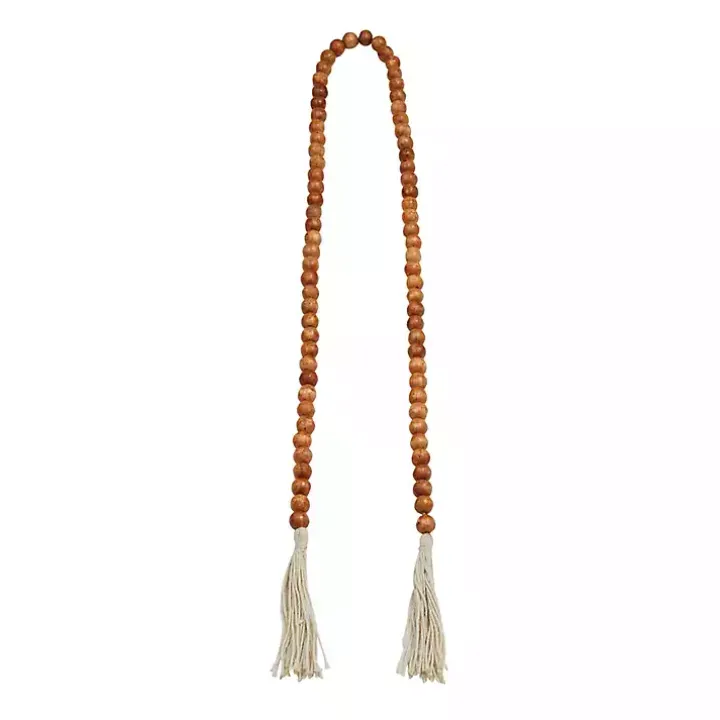 Tasseled Brown Wood Beaded Garland