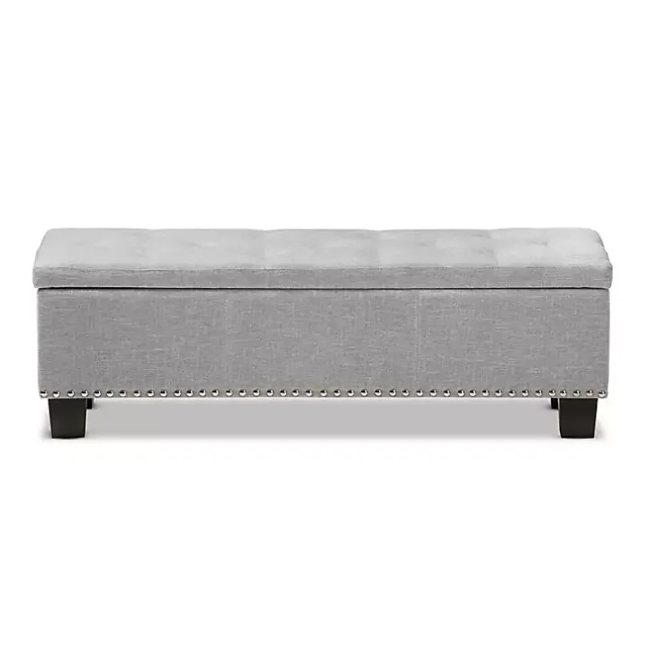 Taupe Button-Tufted Upholstered Storage Bench