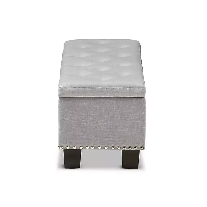 Taupe Button-Tufted Upholstered Storage Bench