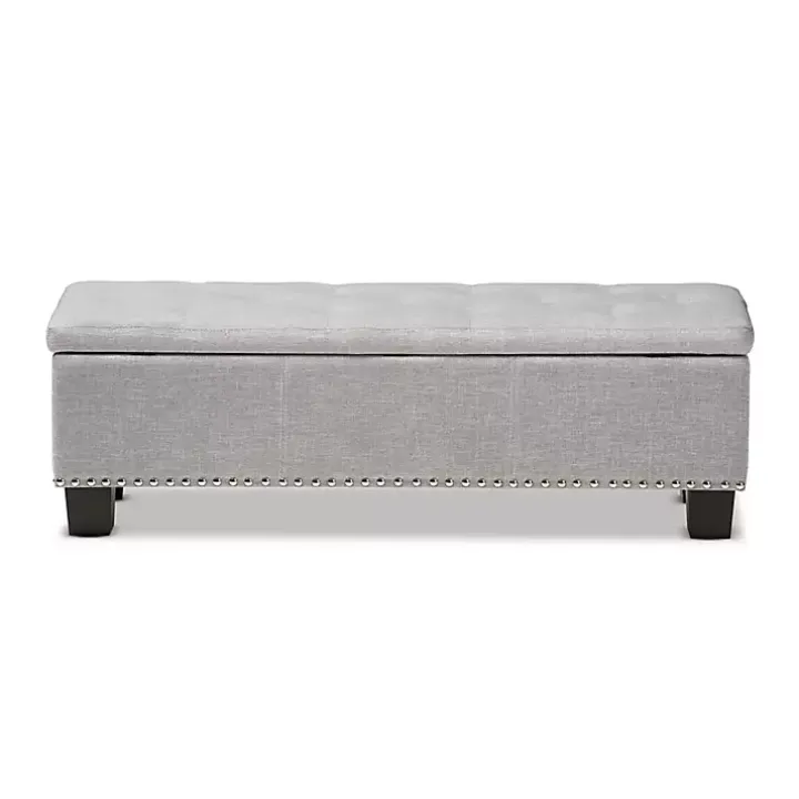 Taupe Button-Tufted Upholstered Storage Bench