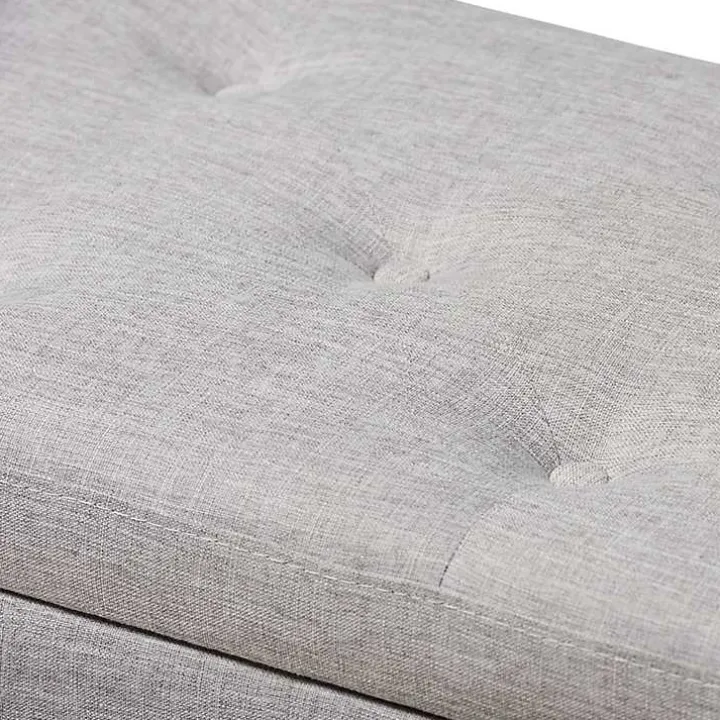 Taupe Button-Tufted Upholstered Storage Bench