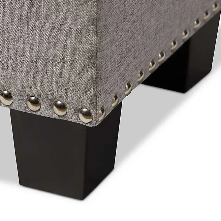 Taupe Button-Tufted Upholstered Storage Bench