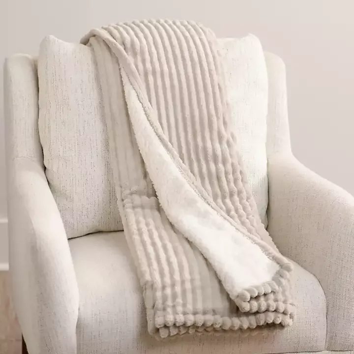 Taupe Corduroy Berber Throw