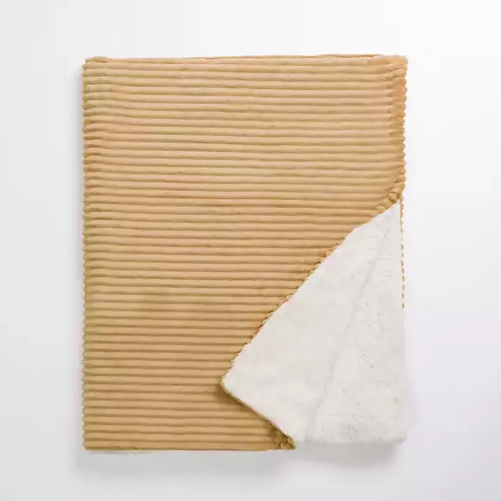 Taupe Corduroy Sherpa Throw