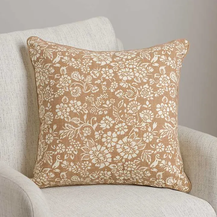Taupe Fall Floral Pillow