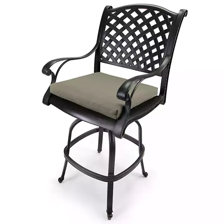 Taupe French Edge Outdoor Chair Cushions, Set of 2