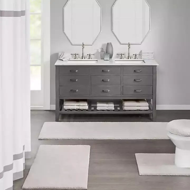 Taupe High Pile Marshmallow Bath Mat, 70 in.
