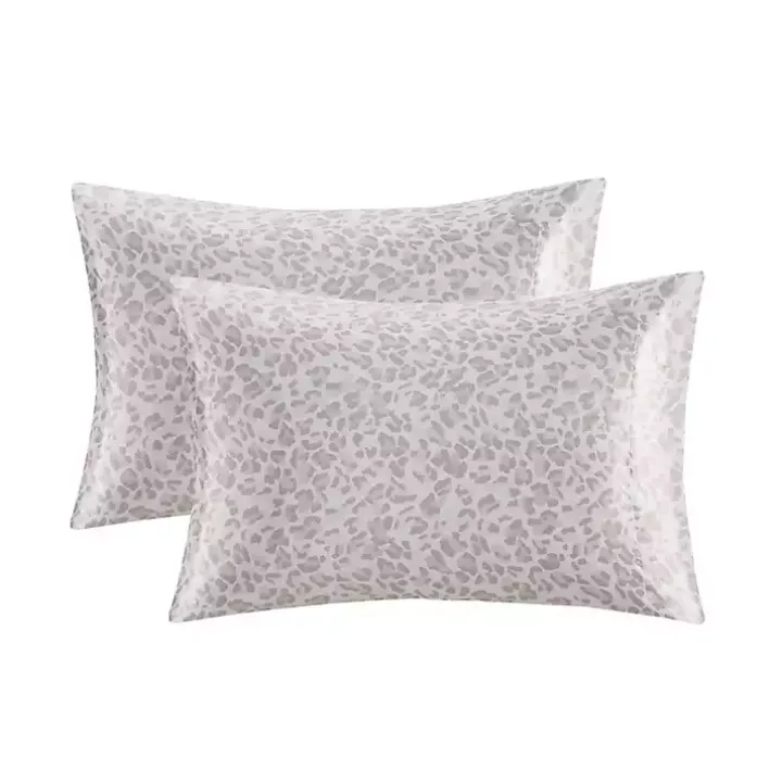 Taupe Leopard Satin King 2-pc. Pillow Case Set