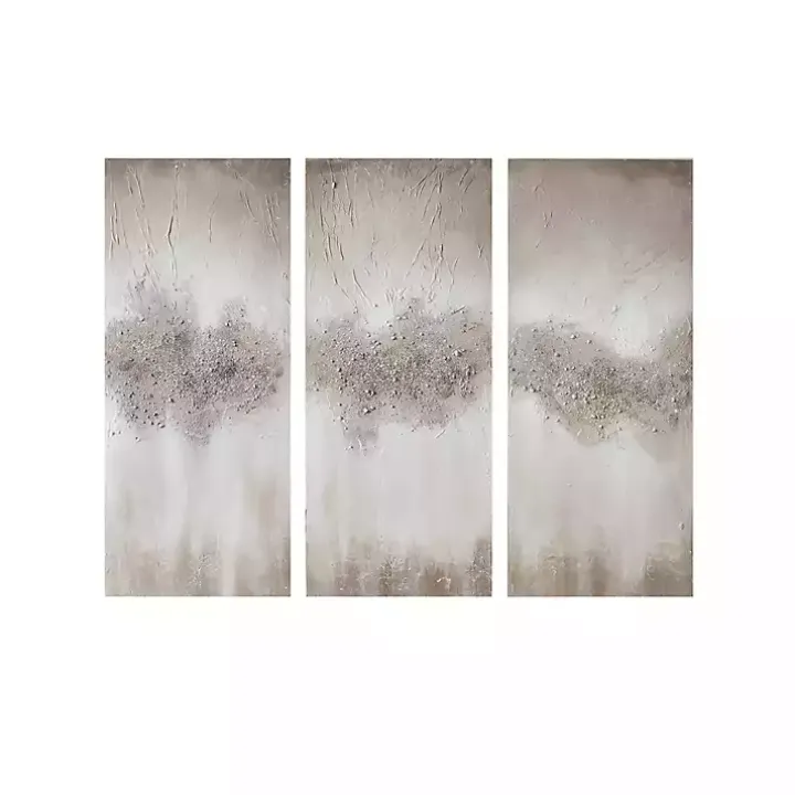 Taupe Luminous Embellished Art Print, Set of 3