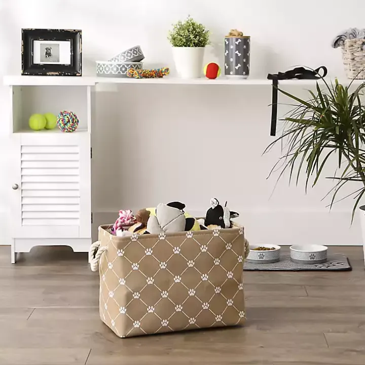 Taupe Paw Trellis Rectangle Basket, 16 in.