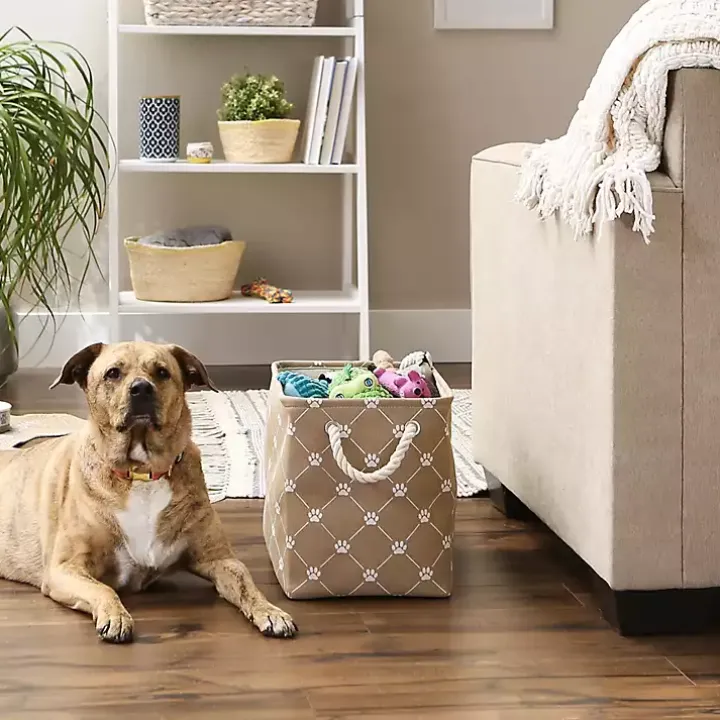 Taupe Paw Trellis Rectangle Basket, 16 in.