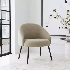 Taupe Velvet Modern Accent Chair