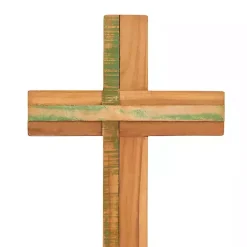 Teak Wood Cross Tabletop Sculpture