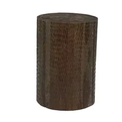 Teak Wood Drum Accent Table