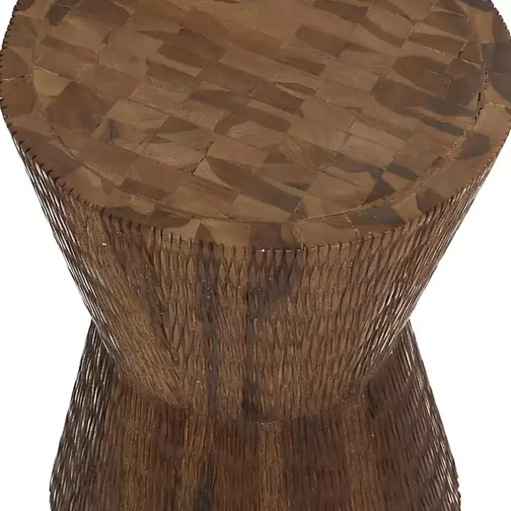 Teak Wood Hourglass Accent Table