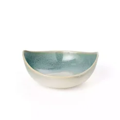 Teal & White Ceramic Decorative Bowls, Set of 3