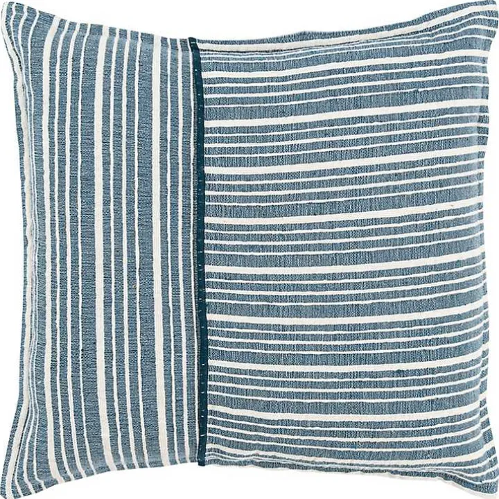 Teal and Ivory Directional Stripes Pillow