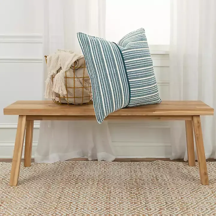 Teal and Ivory Directional Stripes Pillow