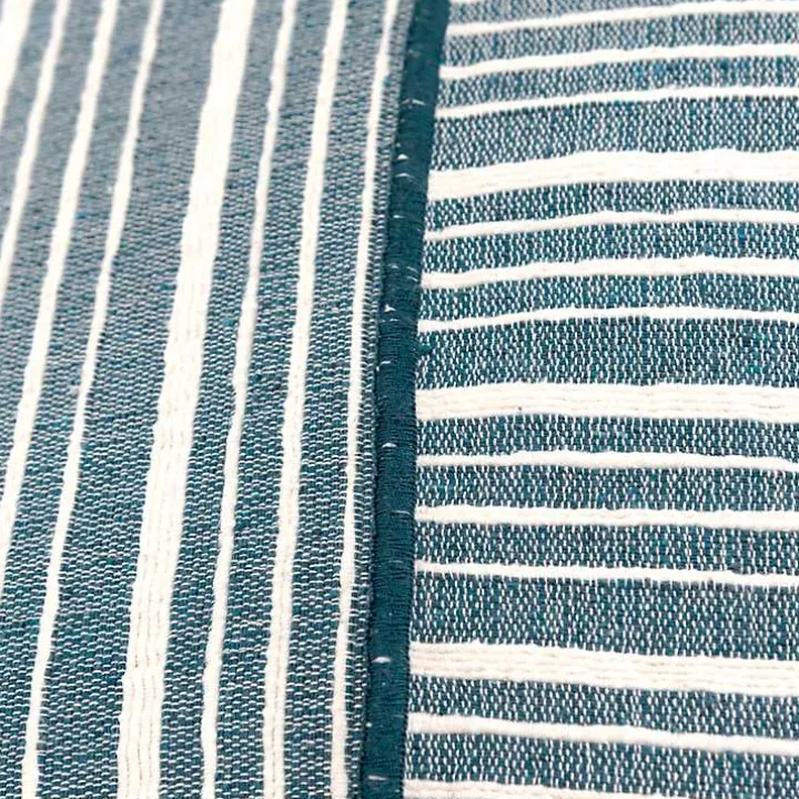 Teal and Ivory Directional Stripes Pillow