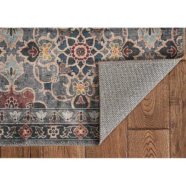 Teal and Ivory Grant Washable Area Rug, 5x7