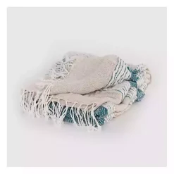 Teal and Natural Colorblock Chevron Throw