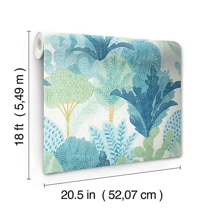 Teal Bohoemian Jungle Peel & Stick Wallpaper