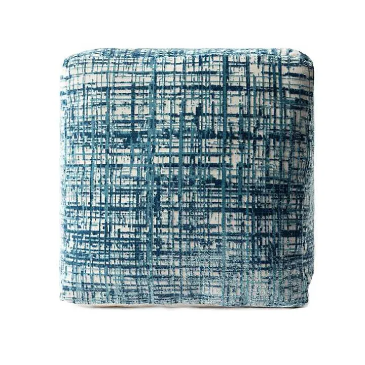 Teal Distressed Geo Ultra-Soft Pouf