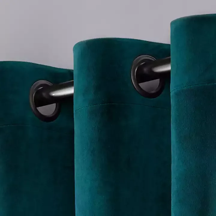 Teal Heavyweight Velvet Curtain Panel Set, 84 in.