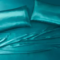 Teal Satin King 2-pc. Pillow Case Set
