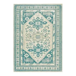 Teal Seraz Washable Area Rug, 5x7