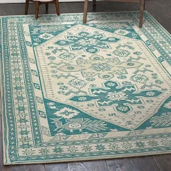 Teal Seraz Washable Area Rug, 5x7
