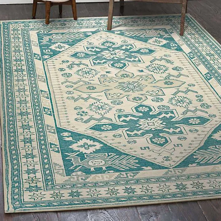 Teal Seraz Washable Area Rug, 5x7