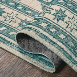 Teal Seraz Washable Area Rug, 5x7