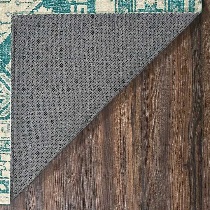 Teal Seraz Washable Area Rug, 5x7